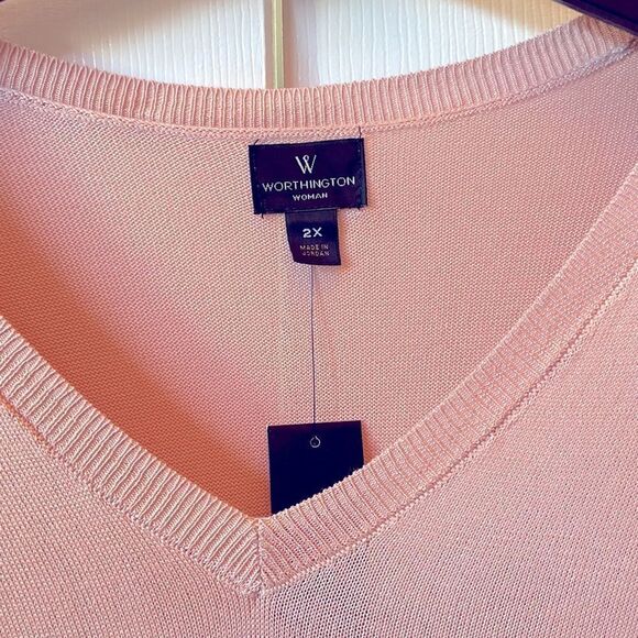 ROSE SMOKE PINK WORTHINGTON WOMAN LONG SLEEVE SWEATER PLUS SIZE 2X - Picture 3 of 6